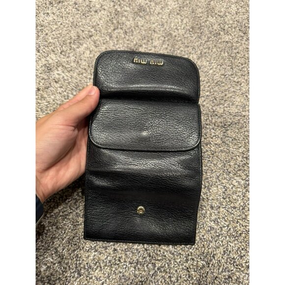 MIU MIU Black Leather Compact Wallet With Gold Hardwear EUC - Picture 5 of 5